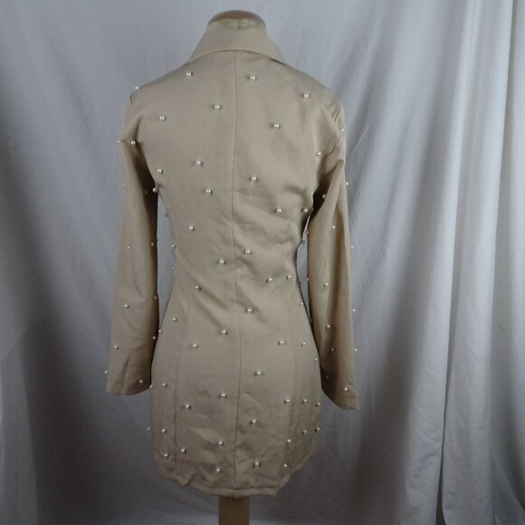 Saint Genies Women Pearls Embellished Tuxedo Collar Blazer Dress Size 6 - Picture 3 of 9